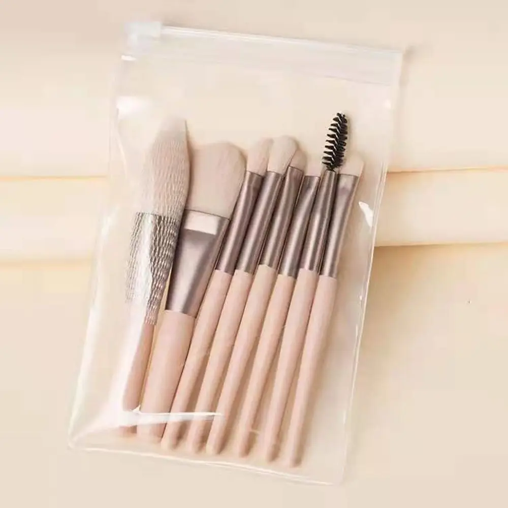 Set of 8 Soft Bristle Make Up Brushes With Bag Eye Facial Beauty Eyeshadow Brush Premium Synthetic Foundation Brush