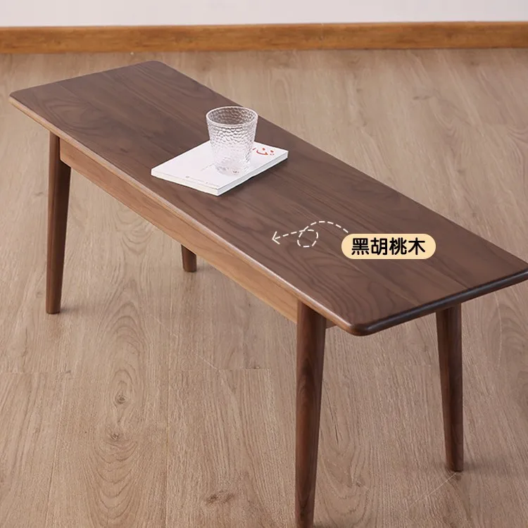 

Black walnut all solid wood bench Nordic home small apartment dining table bench modern simple bedroom bedside stool