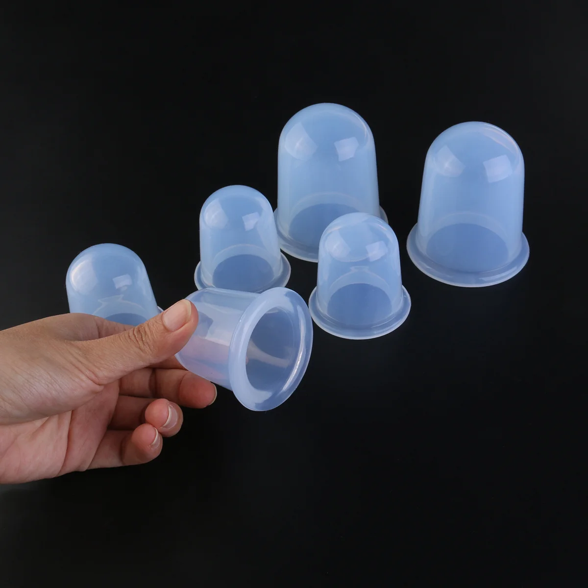 

6pcs Silicone Cupping Massage Tools Set For Face Neck Body Xl+L Transparent White Durable Skin Therapy Kit Strong Adsorption