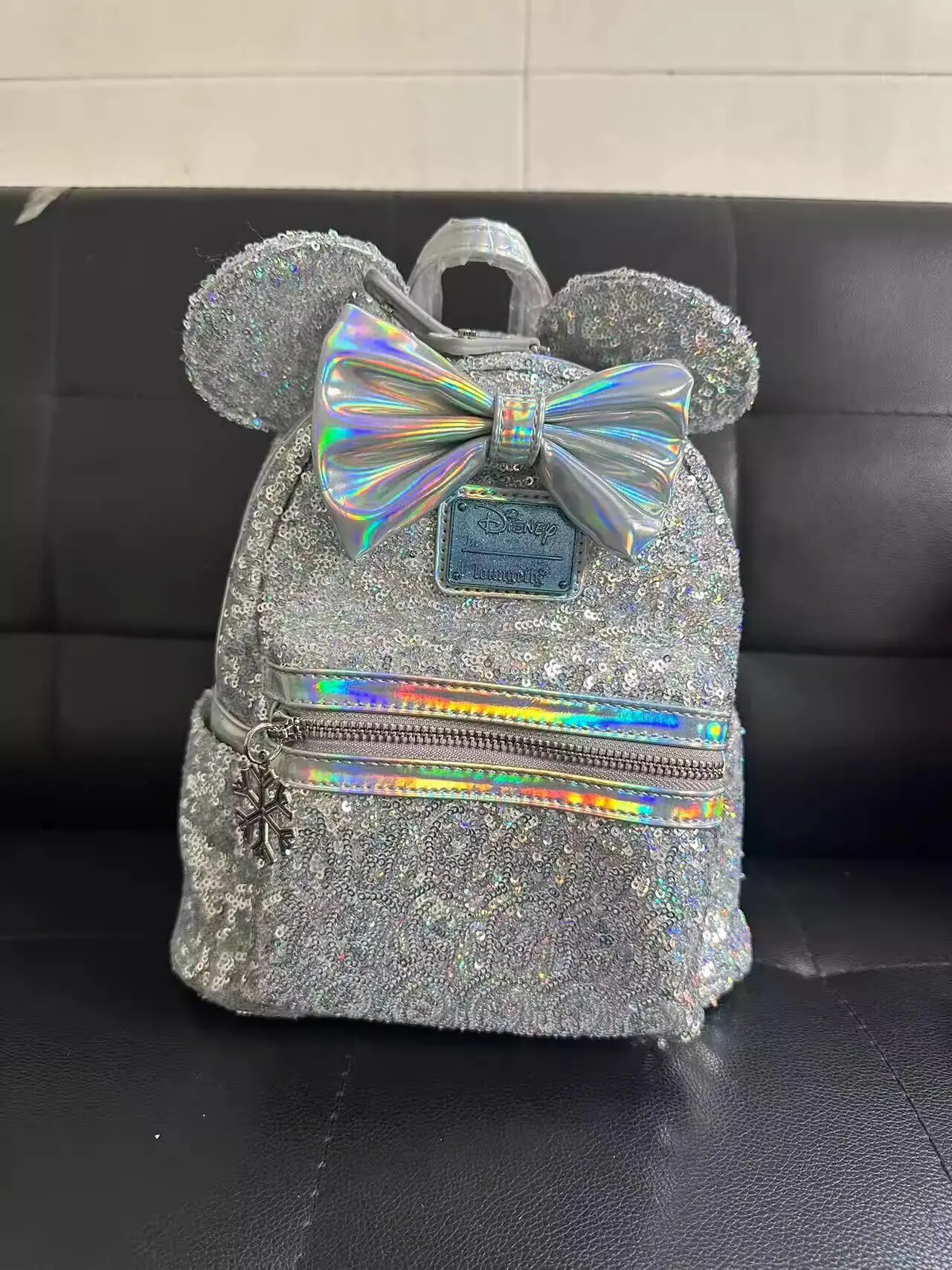 

in stock Loungefly Pumpkin colored glitter silver glitter Backpack Cute Cartoon Character WomenS Bag Student And Children'S Gift