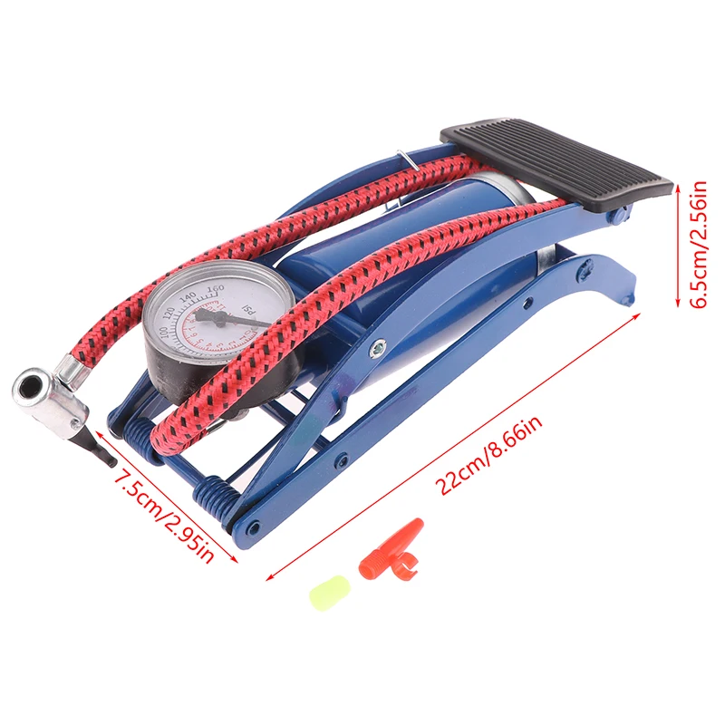

Bicycle Air Pump With Pressure Gauge Portable Foot-operated Road Mountain Bike Air Pump Valve For Motorcycle Electric Bicycle