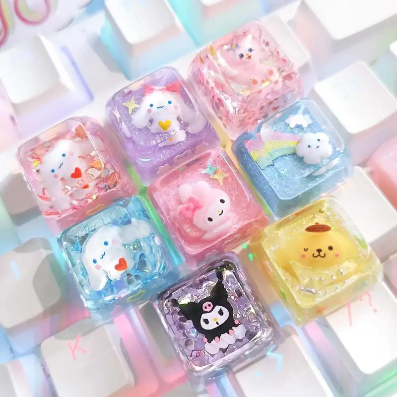 

Cute Sanrioed Kuromi My Melody Hellokitty Pochacco Cinnamoroll Single Translucent Resin Keycap Mechanical Keyboard Diy Gift