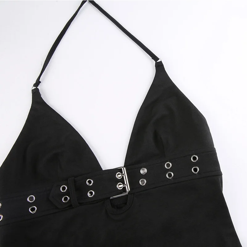 Y2k Bandage Crop Top Schwarz Rückenfreies Top Lace Up Süße Party Strand Sommer Sweats Frauen Retro Basic Mini Weste Punk – Detail 10