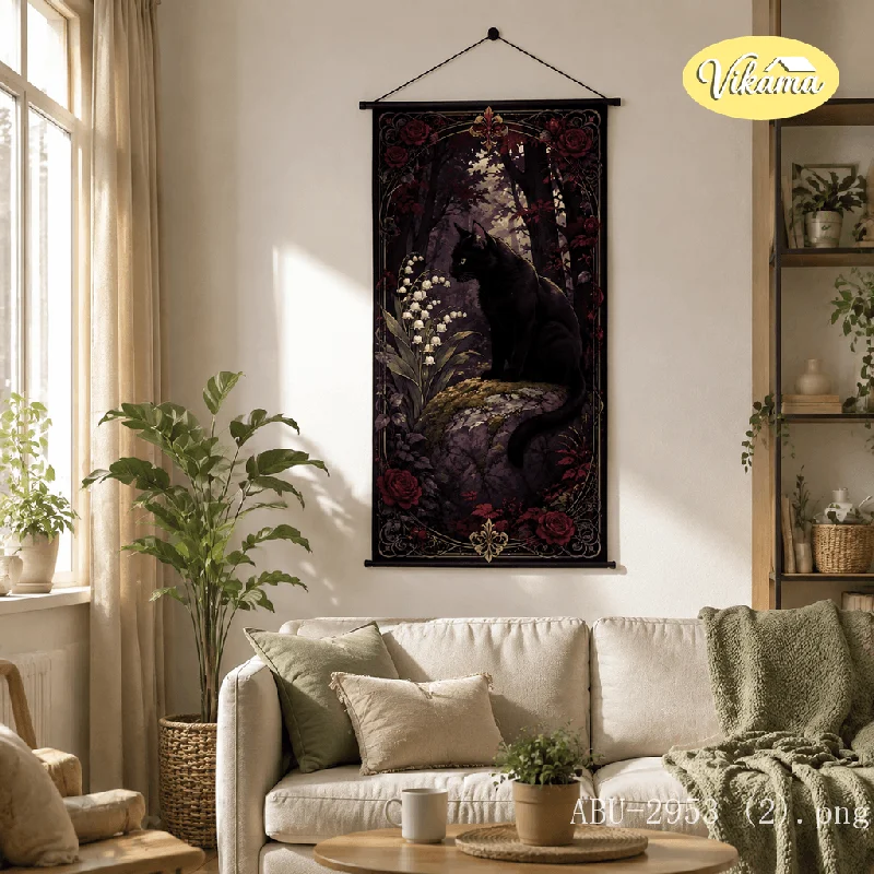 VIKAMA Rustic Steampunk Anime Tapestry Wall Hanging Sunflower Gear Girl Straw Hat Wall Art Decor for Bedroom Dorm Home Room
