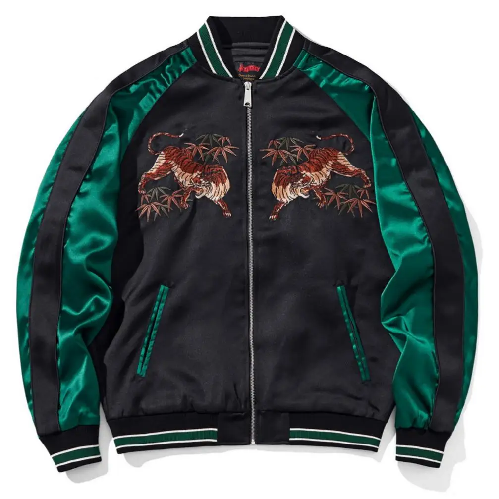National Style Tiger Heavy Embroidery Jackets For Man Loose Fit Autumn High Quality Comfortable Fit Zipper Chamarras Para Hombre
