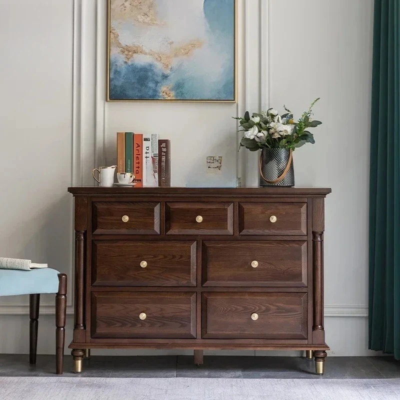 

zx1Light luxury seven-chest cabinet drawer all solid wood American porch storage side cabinet