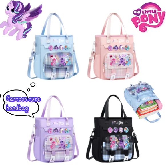 

New My Little Pony Apple jack Fluttershy Creative Cartoon Portable Crossbody Bag Convenient Textbook Storage Bag for Students