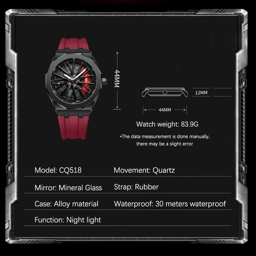 UTHAI CQ518 New Sport Men's Watch Wheel Rotation Quartz Watch Trendy Fashion Waterproof Quartz Watch Exquisite Clock Gift