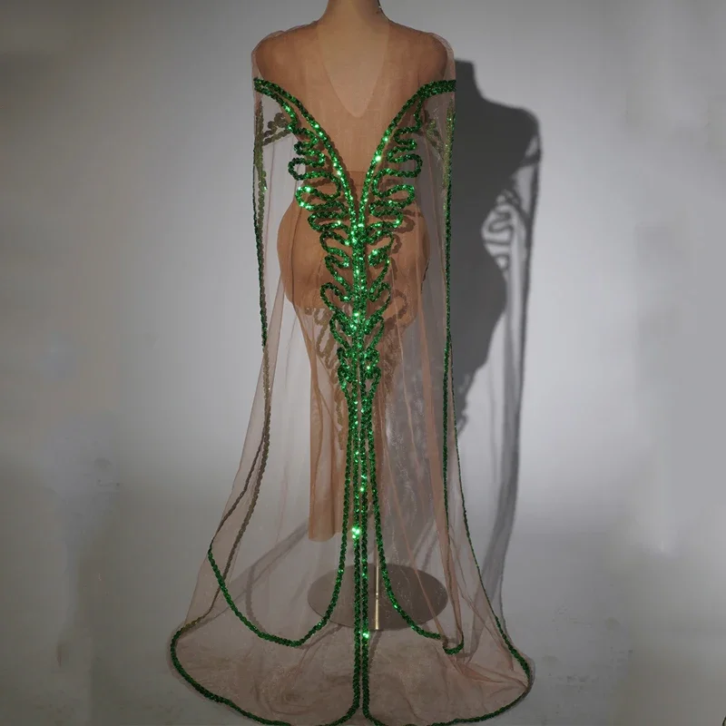 فستان سهرة شبكي لامع مثير للنوادي الليلية بار Dj أزياء مسرح الأداء للنساء الراقصات جوجو أزياء الملكة السحب