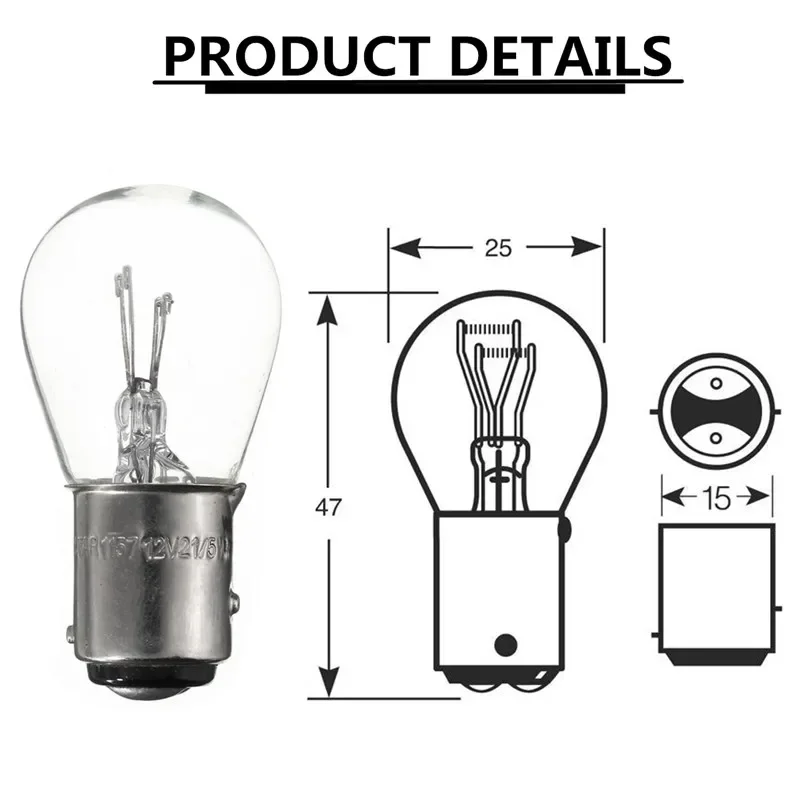 White 12V 10pcs 380 BAY15D 1157 21/5W DC Natural White Glass Double Filament Warm Car DRL Stop Brake Lights Halogen Bulb