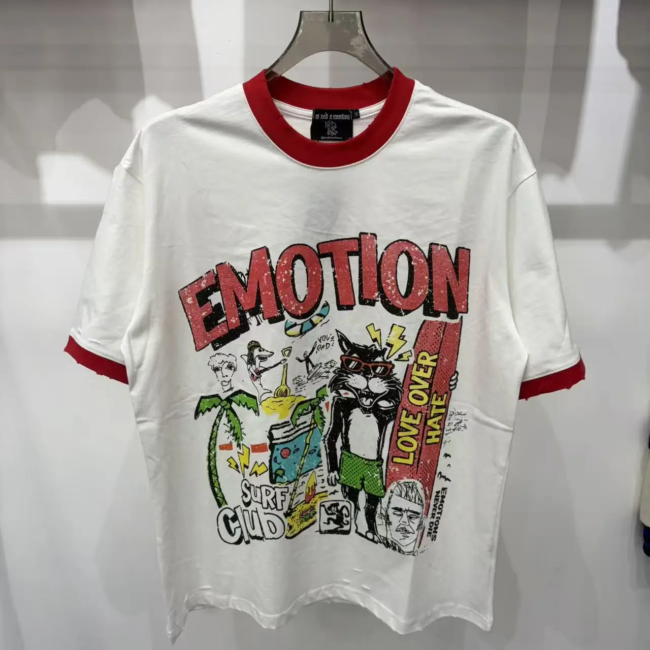 Graphic Destroyed Edge Oversized T-Shirt Retro West Coast Original Print Customized Tshirt  Y2K Streetwear Clothes for Men Women
