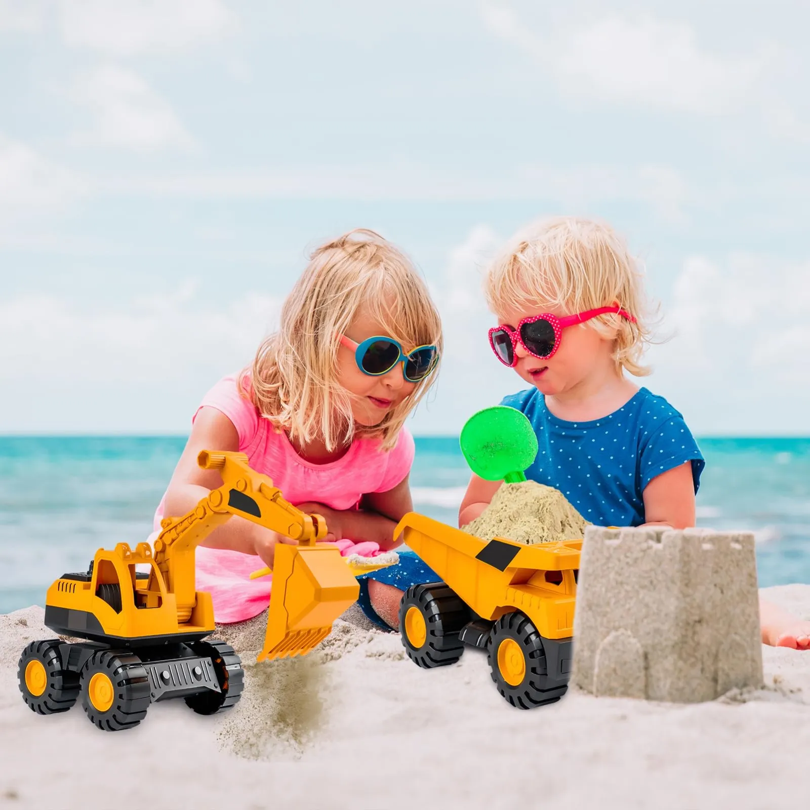 Thick And Durable Beach Excavator Medium Sized Beach Toy Car Inertial Driving Engineering Vehicle Children'S Toy Car