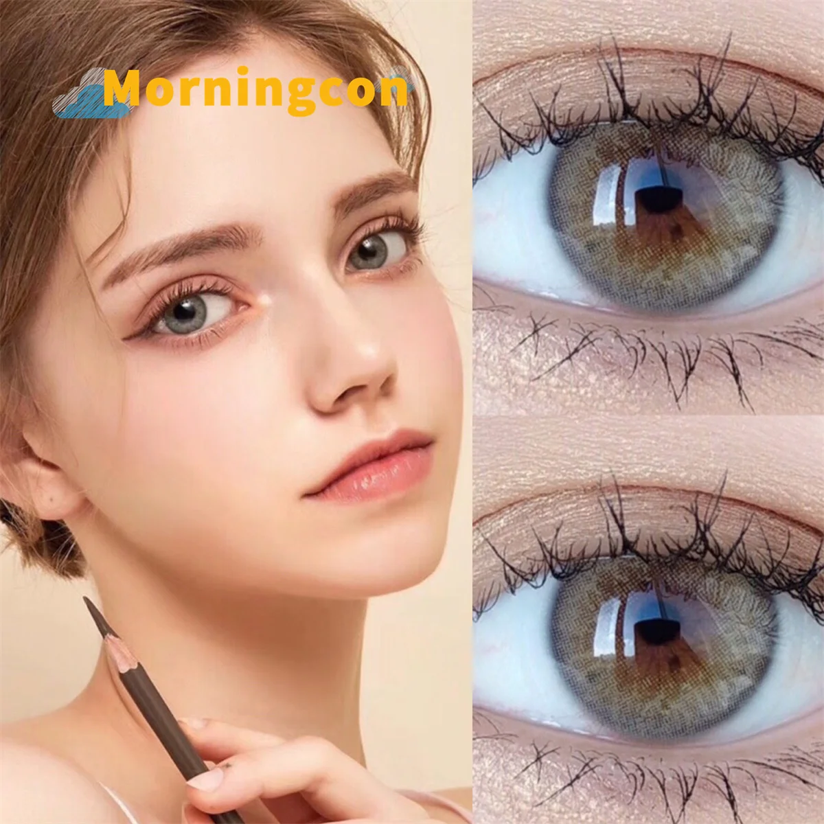 iris gray  Myopia Prescription Soft Colored Contacts Lenses For Eyes Small Beauty Pupil Make Up Natural Yearly