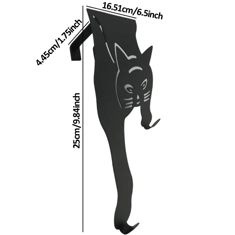 Stylish Cat Over the Door Metal Hooks: Strong Black Coat Hooks for Hanging. A Chic Home Organizer to Transform Your Space.