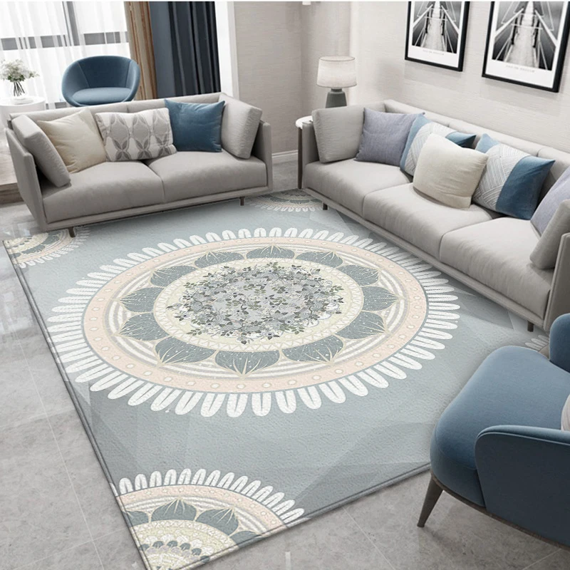 Classical Elegant Blue Rug Retro Living Room Rugs Bedroom Carpet Modern Home Living Room Decoration Floor Lounge Mat