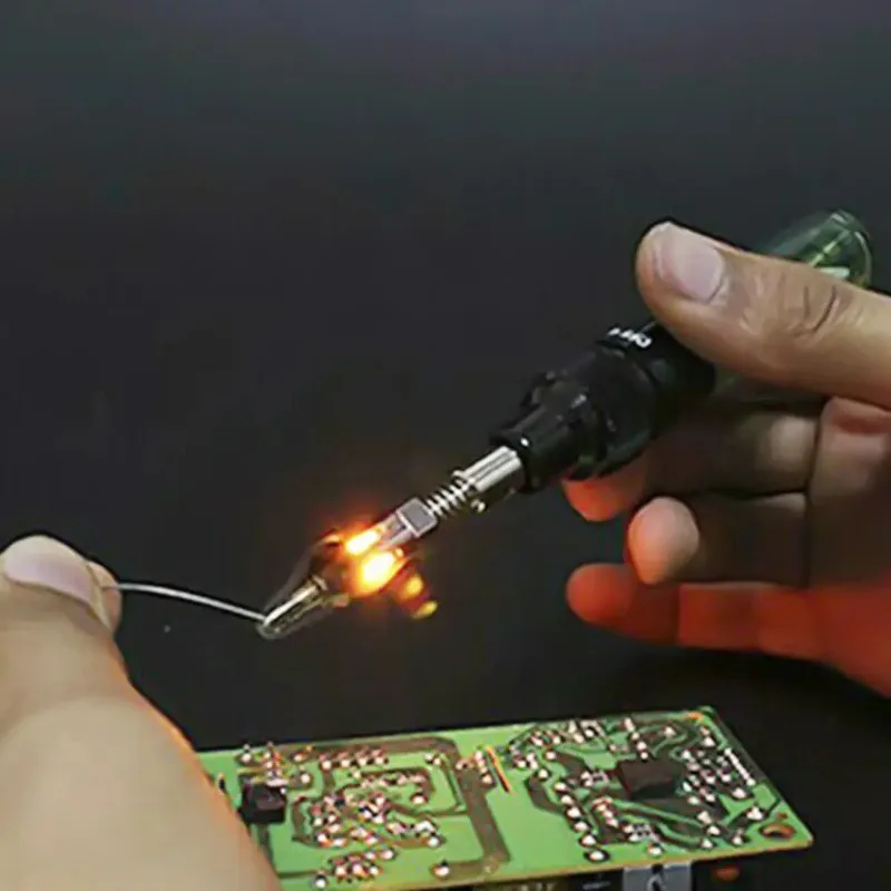 5 in1 Multi - Function Butane Lighter & Soldering Iron Windproof Blue Flame Cordless Portable Adjustable Tool for Repair Jobs