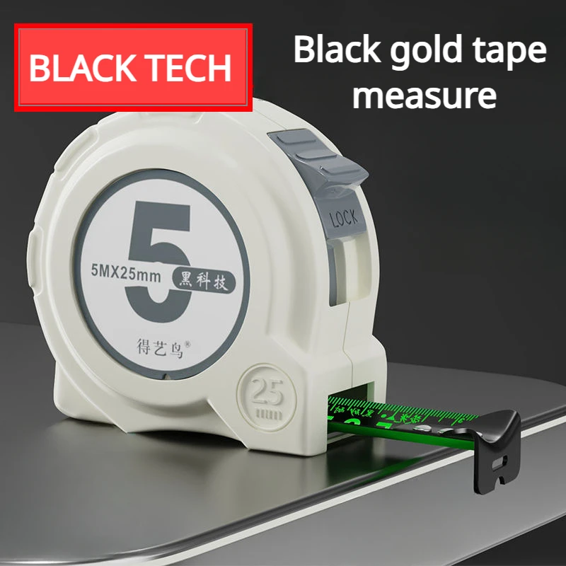 High Precision Thickened Tape Measure 5M Black fluorescent ruler tape Wear-resistant drop-proof measuring Tape tool measuring