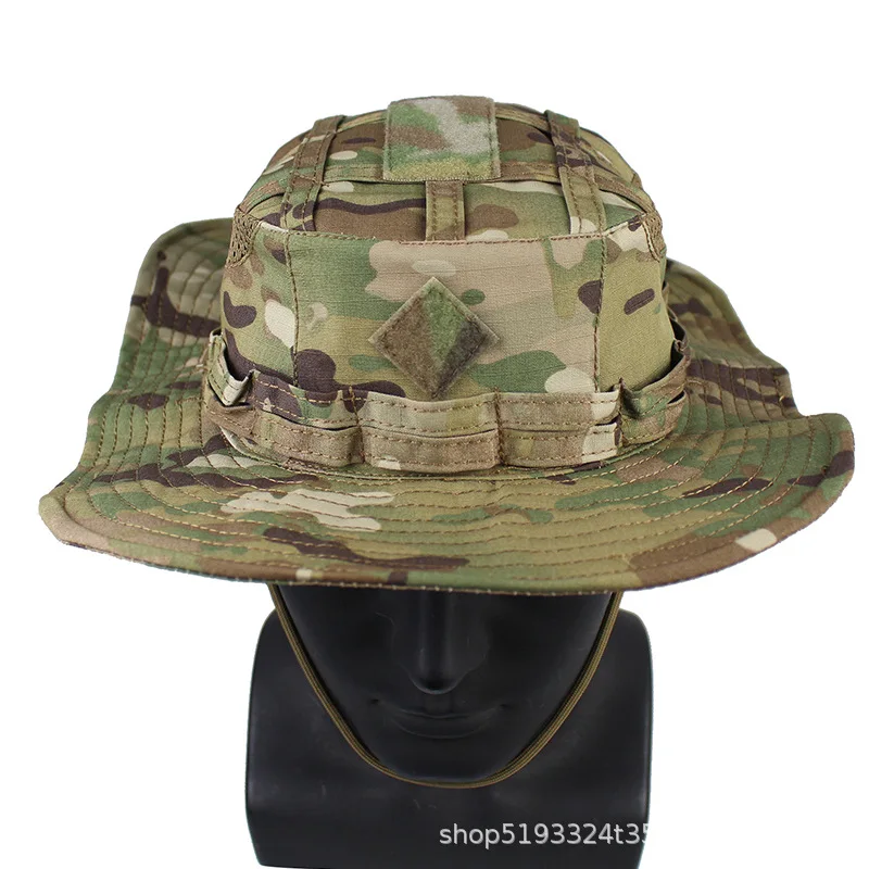 Tactical Camouflage Penny Hat Outdoor Jungle Mountaineering Fishing Fishing Hat Sun Protection Summer Shade Velcro Bucket Hat