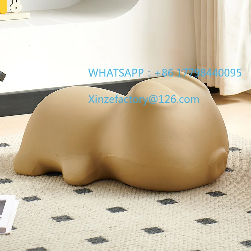 تخصيص كريم نمط غرفة المعيشة المنزلي لطيف خنزير خنزير زخرفة كرسي باب الأحذية تغيير البراز #6