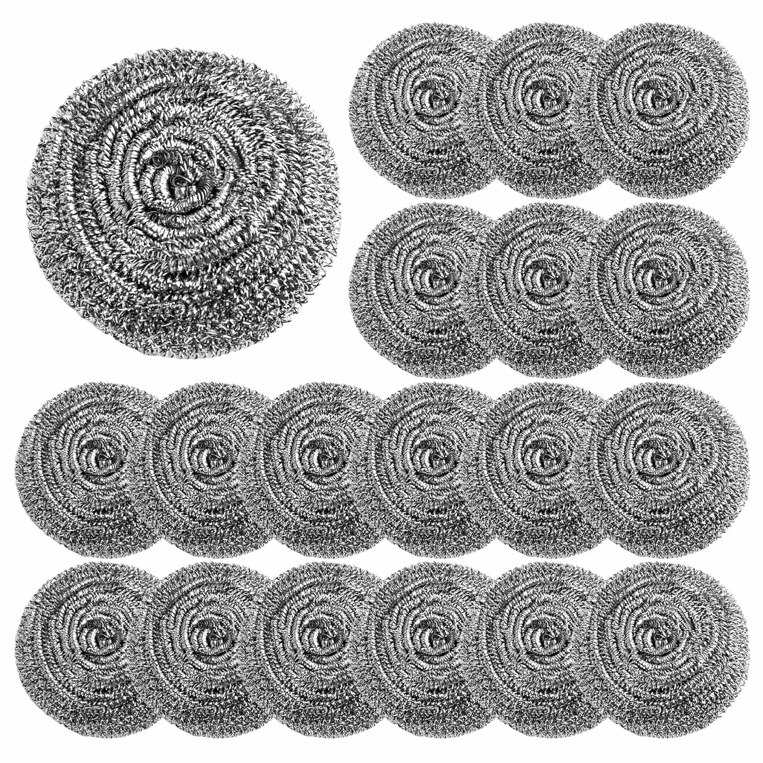 410 Stainless Steel Scouring Pads, 20 Pcs for Heavy Grease. 31x31cm, Bubbles Rich, Durable, Not for Non-Stick
