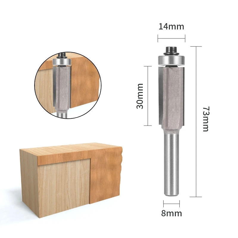 YUSUN 8MM Shank Z4 Flush Trim Bit Router Bit Alloy Tungsten Carbide Cutters Woodworking Milling Cutter For Wood Bit Face Mill