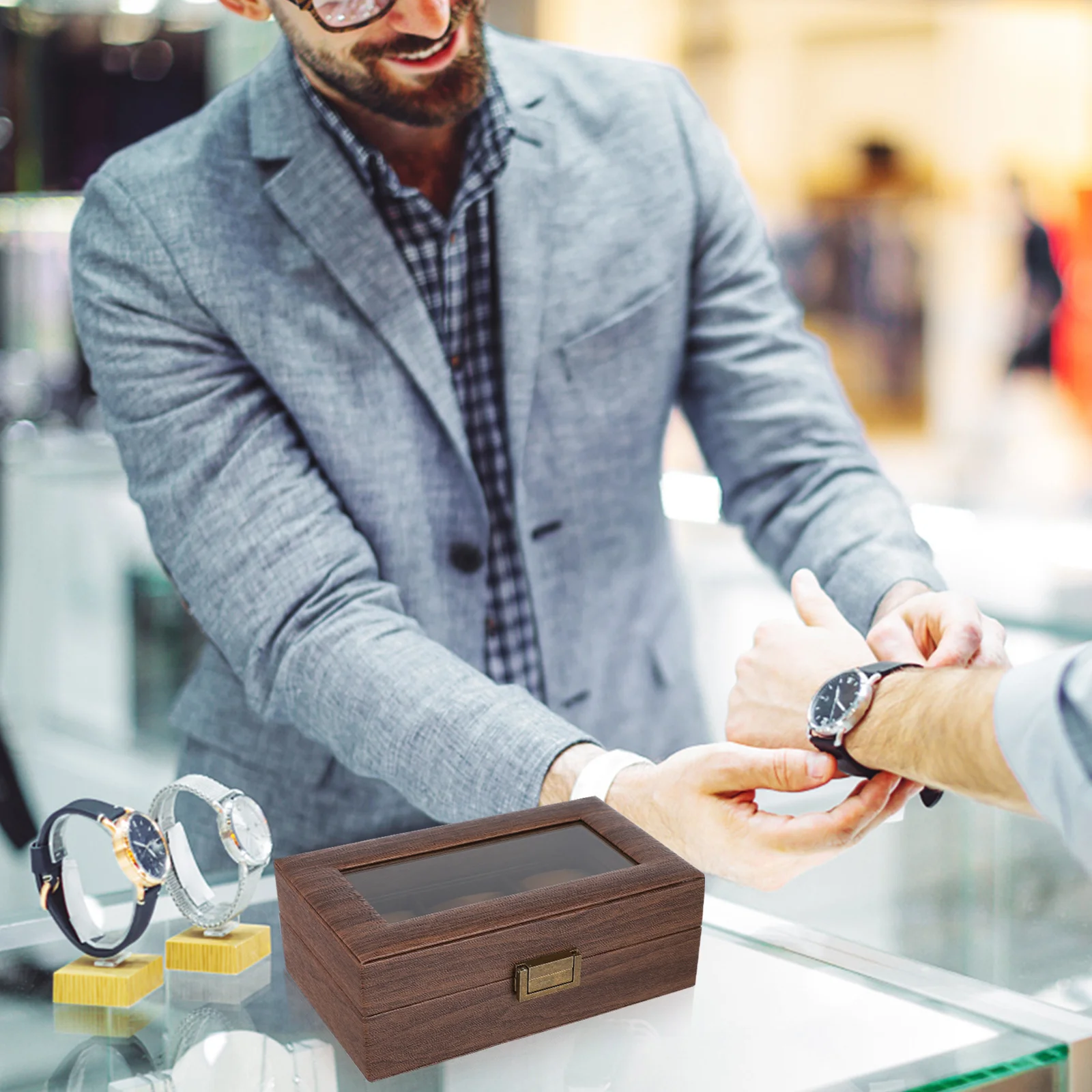 

Premium 3 Slot Watch Storage Box Display Organizer Dustproof Scratch Resistant Wooden Design For Watches Jewelry Personal