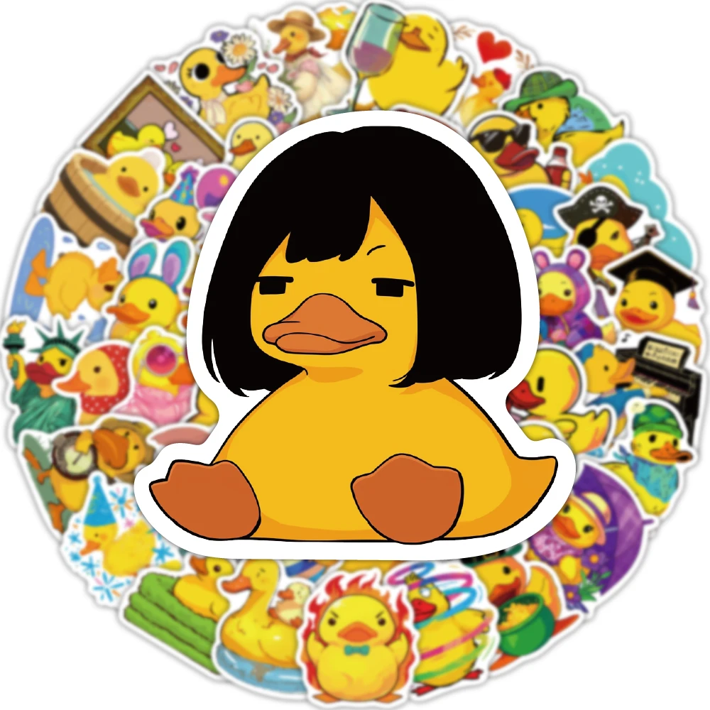 50PCS Cute Yellow Duck Creative Graffiti Stickers Scrapbooking Collage Material Phone Cases Notebook Skateboarding Stickers
