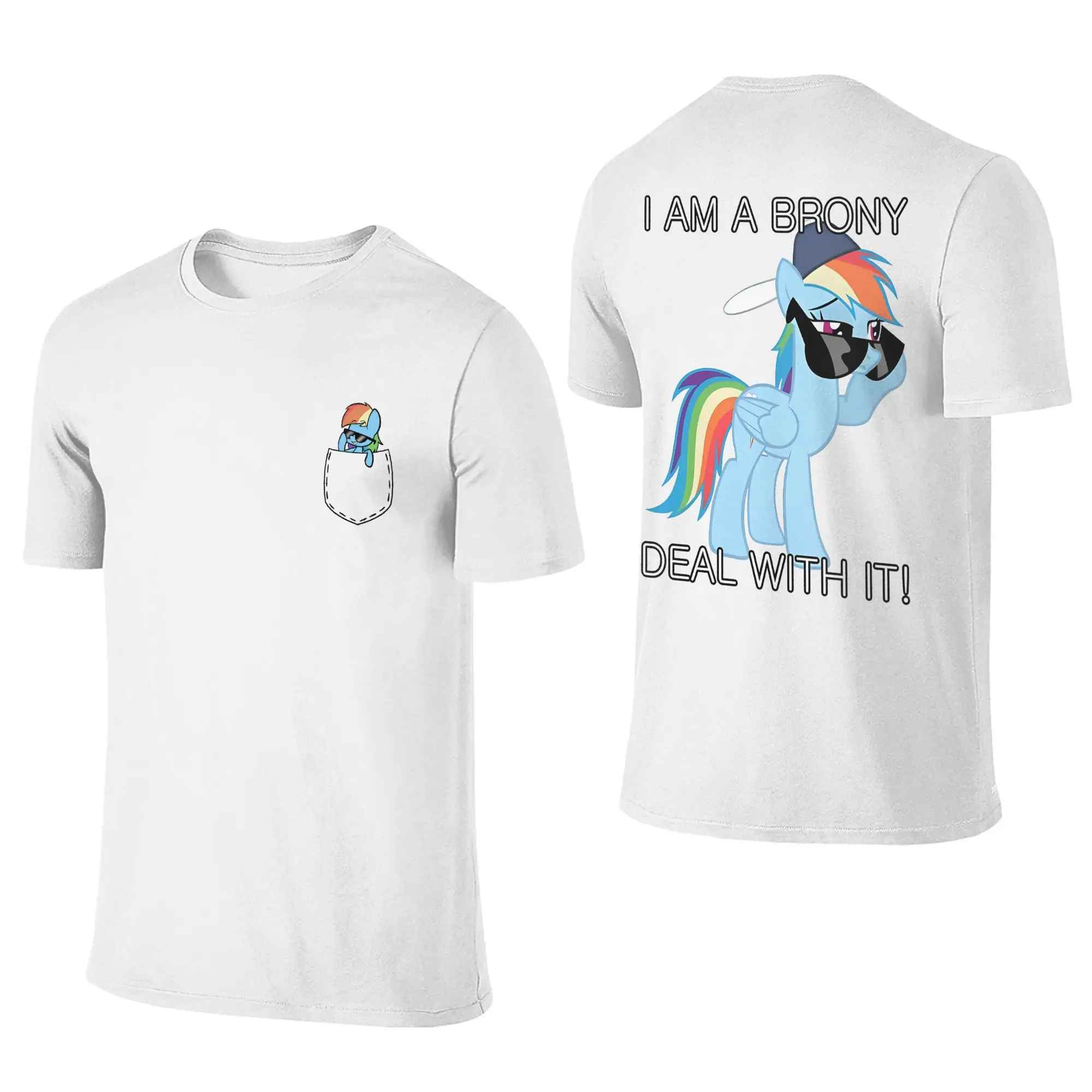 Rainbow Dash Brony T Shirts Men Women Pure Cotton Vintage T-Shirts Round Collar Ponies friendship is magic Tees Short Sleeve Top