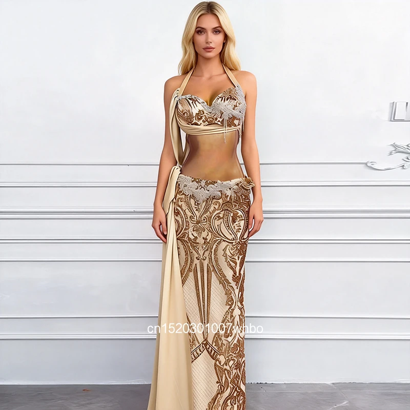 Złoty, ekskluzywny zestaw do tańca brzucha, orientalny taniec, strój dla dorosłych kobiet, strój do występów tanecznych brzucha, strój na zawody grupowe, strój na występy sceniczne.