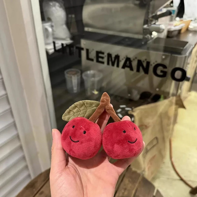

Korean Women's Cherry Fruit Cute Backpack Jewelry Accessories Gifts Cartoon Plush Cherry Bag Pendant Keychain