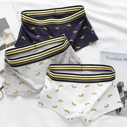 3pcs/Lot Cartoon Banana Pattern Women's Boxer 100% Cotton Print PantiesBoyshort Comfort Elastic Safety Panties Female Underwear