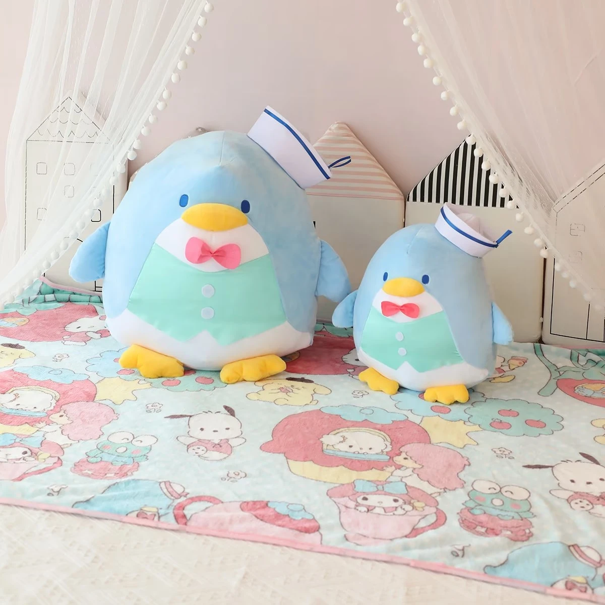 35/50cm Cute Tuxedo Sam Plush Toy Sanrio Penguin Doll Stuffed Animal Very Soft Plushies Hug Pillow Blanket Xmas Gifts Girl