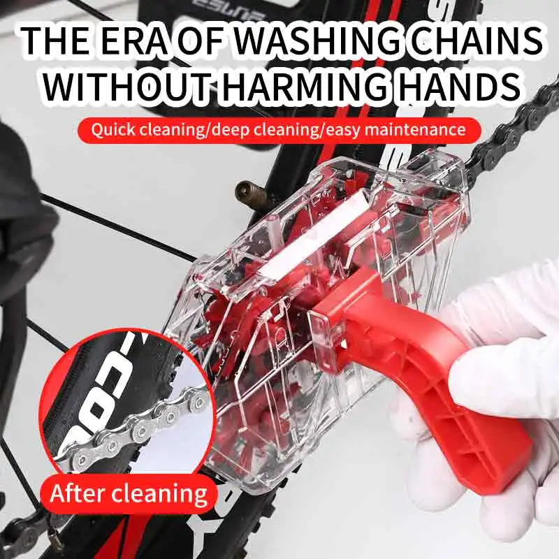 Bicycle Chain Cleaner Mountain Road Bike Transparent Visualization Immersion Chain Cleaner Oil Pollution Cleaning Tool
