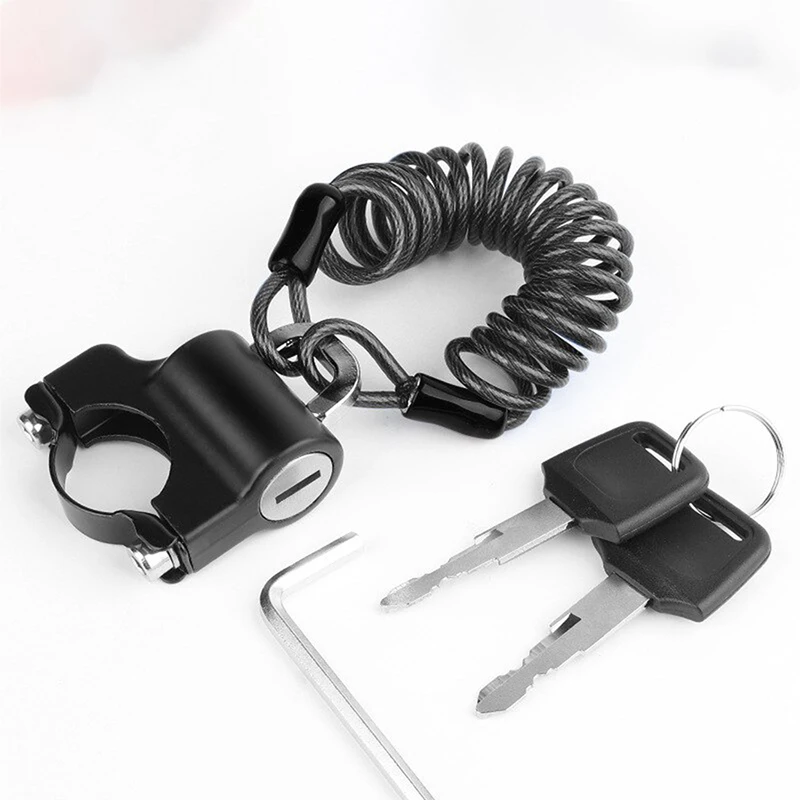 Anti-Theft Helmet Lock Safety Mini Portable Lock All-Metal with 2 Keys for 22-24mm Handlebar Bike Motorcycle Electric Scooter