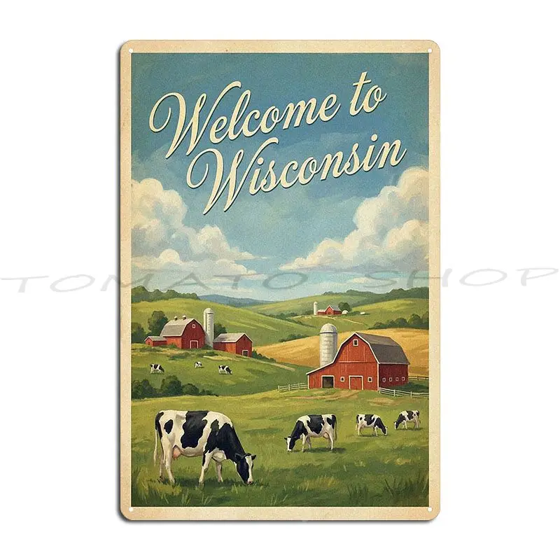 Vintage Dairy Farm Red Barn Cow Metal Sign Club Designing Cinema Party Design Tin Sign Poster