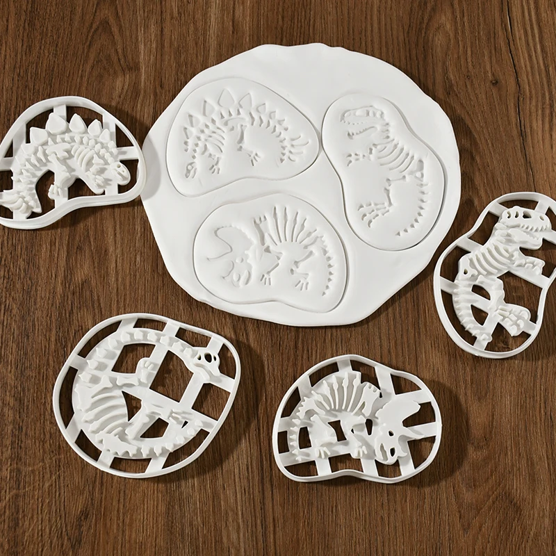 3D Dinosaur Cookie Cutters Mold Plastic Cartoon Pressable Biscuit Mold Candy Dessert Baking Embossing Mold Cake Bakeware Tools