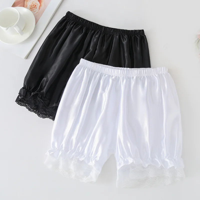 White Safety Pants Women\'s Anti-slip Unrolled Safety Pants Jk Girls Summer Wear Leggings Loose Shorts Women\'s Basic Lace Edge