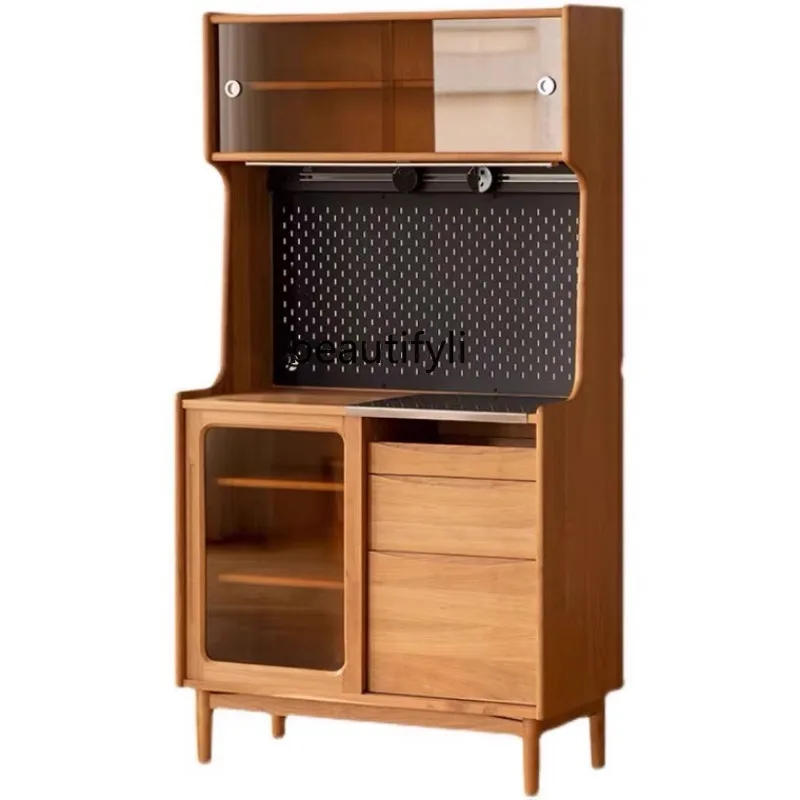 

Solid Wood Dining Side Storage Cabinet Household Wire-Wrap Board Kitchen Living Room Multi-Functional Wall Storage Cabinet