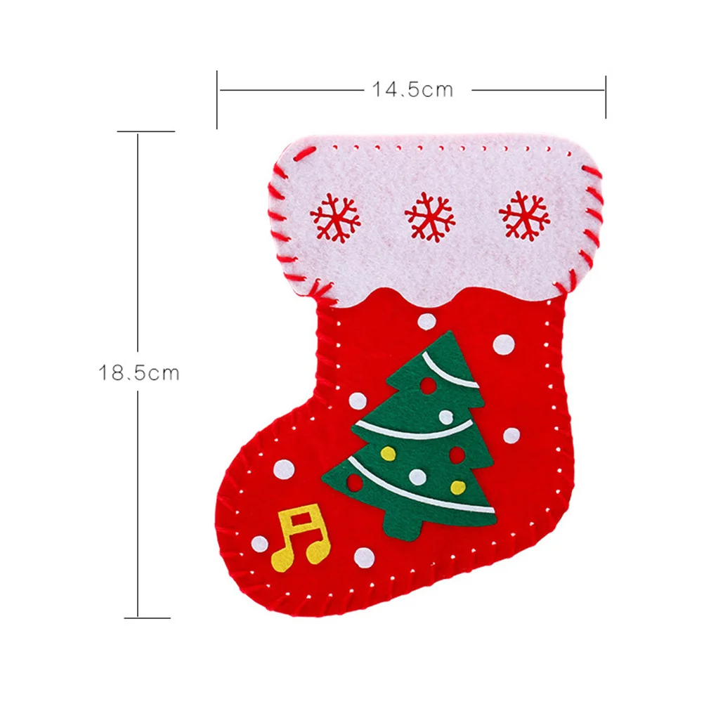 3Pcs Christmas Stocking DIY Kit Non-Woven Xmas Sock Materials for Kids Early Development Tool Festive Home Decor