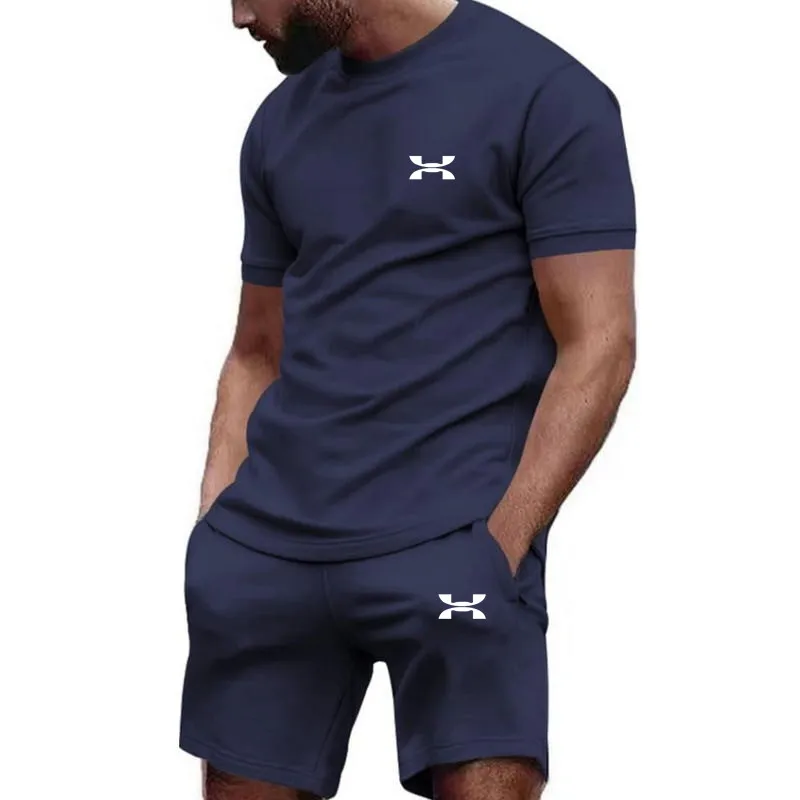 2024 new men\'s sportswear short sleeved T-shirt and sports shorts summer casual jogging pants set men\'s two-piece set