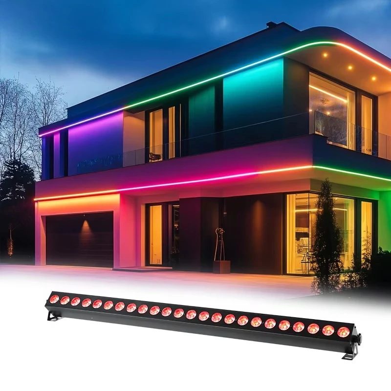 Professional RGBW DJ Disco Light Bar, 24x3W Wall Washer with Chase Effects for Nightclub Stage Lighting Parties (DMX512)
