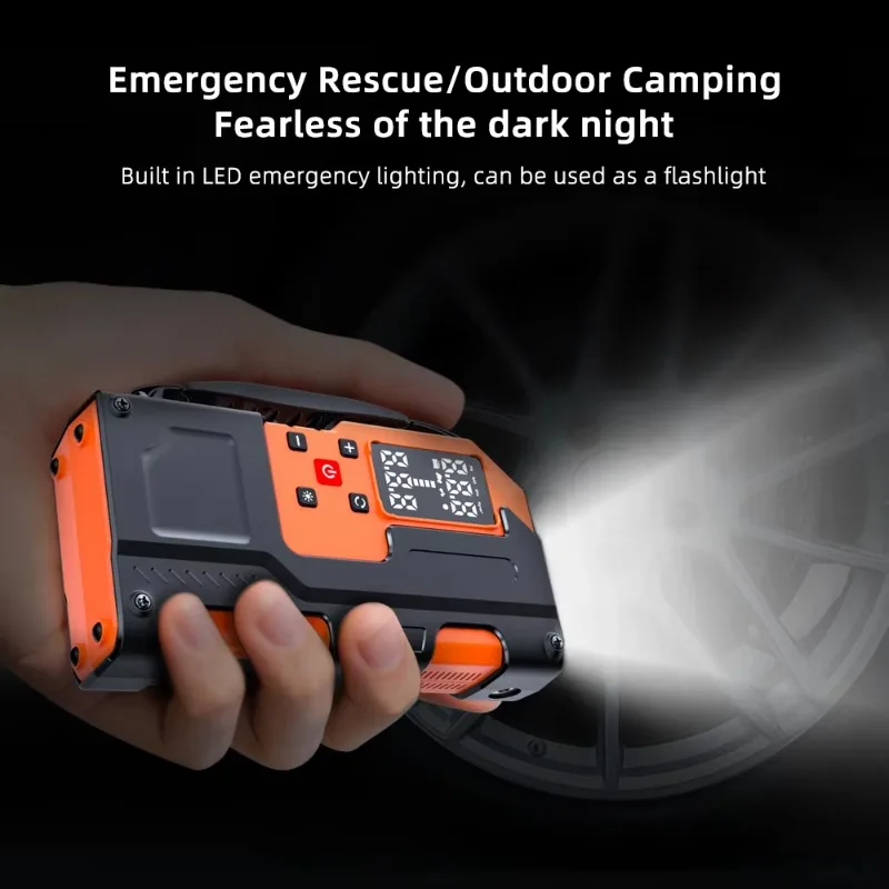 مضخة هواء صغيرة محمولة 8000 مللي أمبير في الساعة ضاغط هواء كهربائي محمول لبدء تشغيل السيارة وضاغط منفاخ للإطارات #5