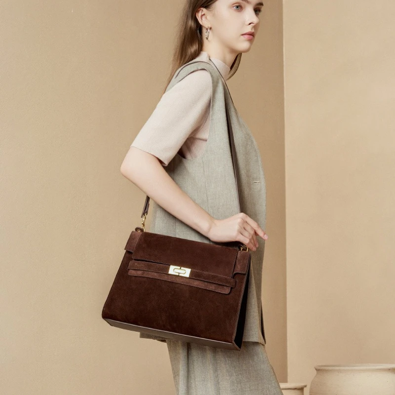 

Нишевые матовые женские модные сумки Amprite из воловьей кожи, высококачественные женские сумки на плечо для поездок на работу, новый стиль, сумки через плечо