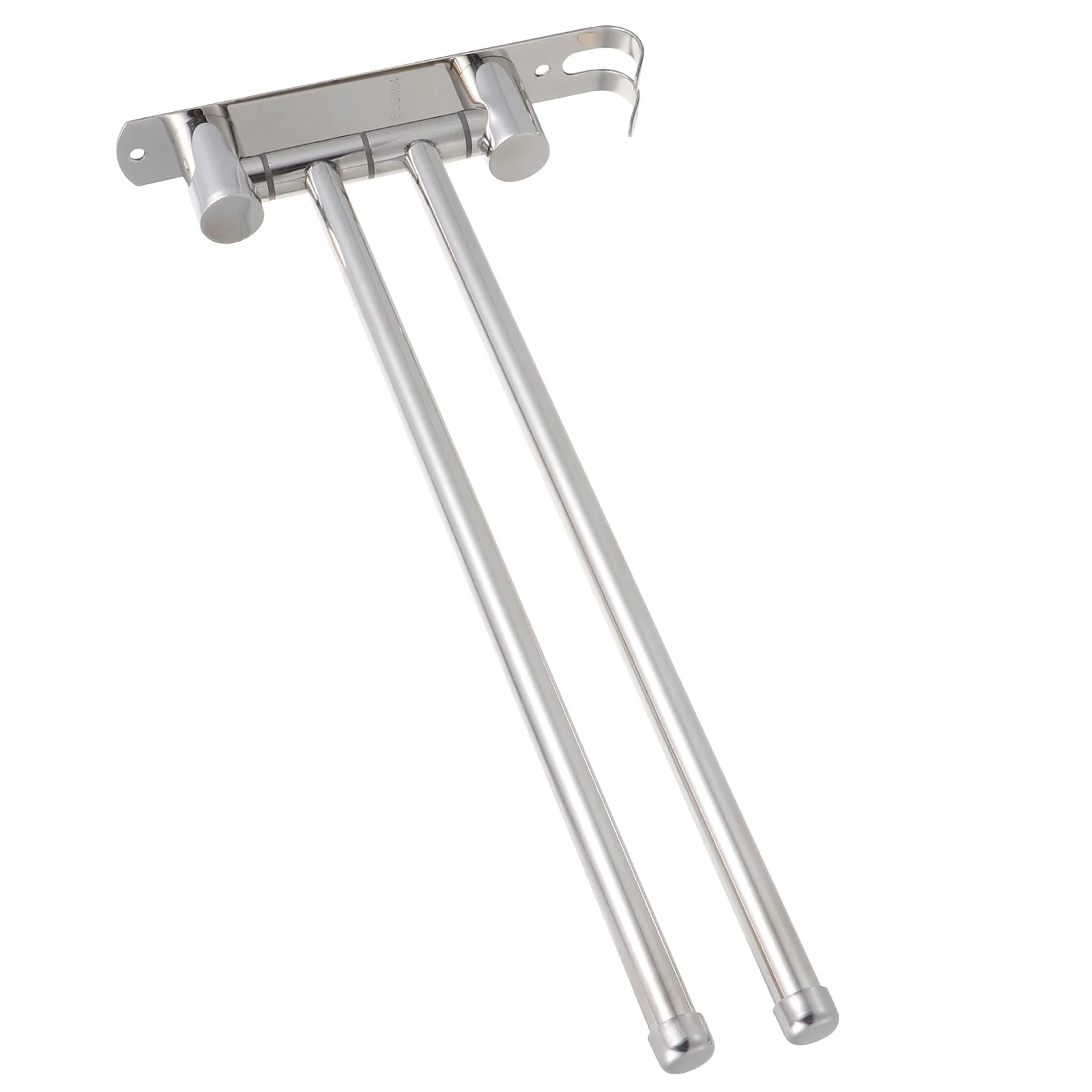 رف المناشف من الفولاذ المقاوم للصدأ بخطاف مزدوج حامل دوار غير ثقب للمنزل والفندق والحمام وحل توفير المساحة #4