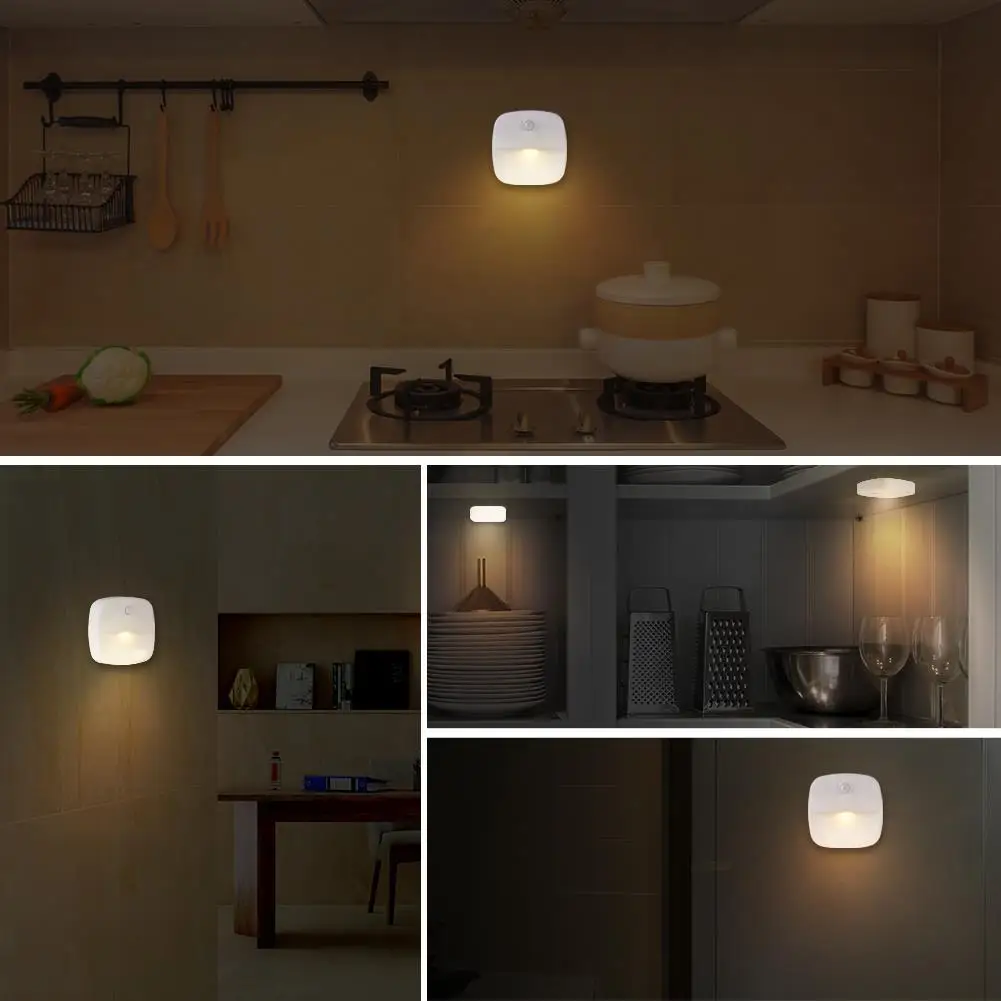 Luz nocturna con Sensor de movimiento alimentado por batería, luz LED adherente para el hogar y la comodidad