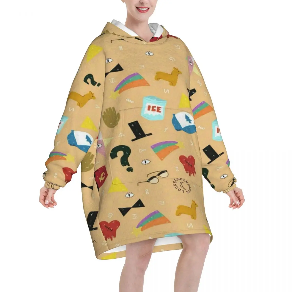 Gravitys Falls Wearable Blanket Hoodie as Gifts for Women Men Warm Cozy Large Blanket Sweatshirt Thick Fleece Hooded Blanket