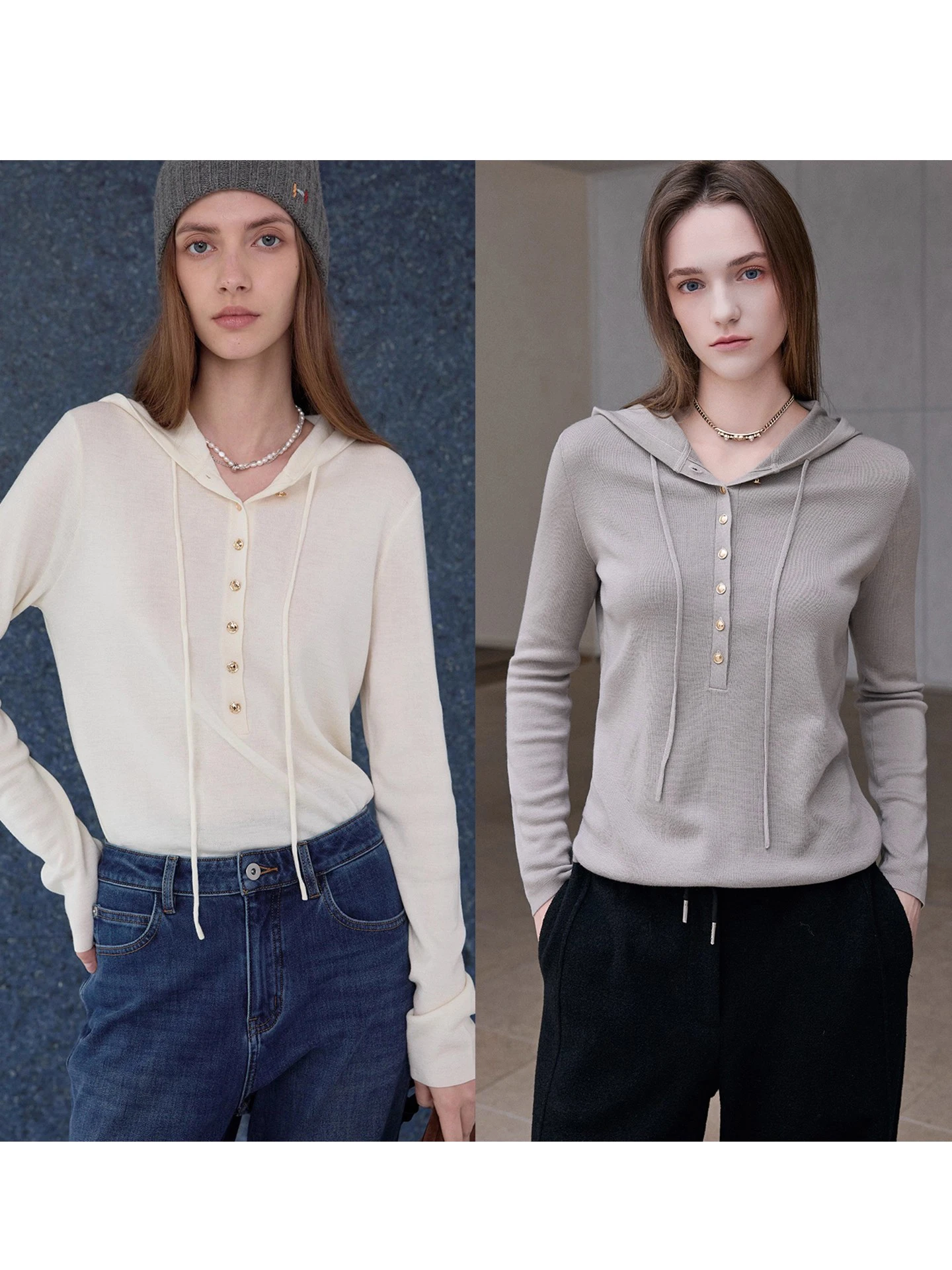 

Faionable Yangzhou Wool Knitted Hat Women's Sweater SOV "Little Golden Bean" Biella Long Sve Regular Length Pure Color