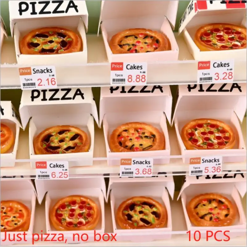 10 PCS Cute Dollhouse Miniature Simulated Kitchen Food Toy Pizza Model Home Decor Kid Play Toy Micro Landscape Ornaments Gifts