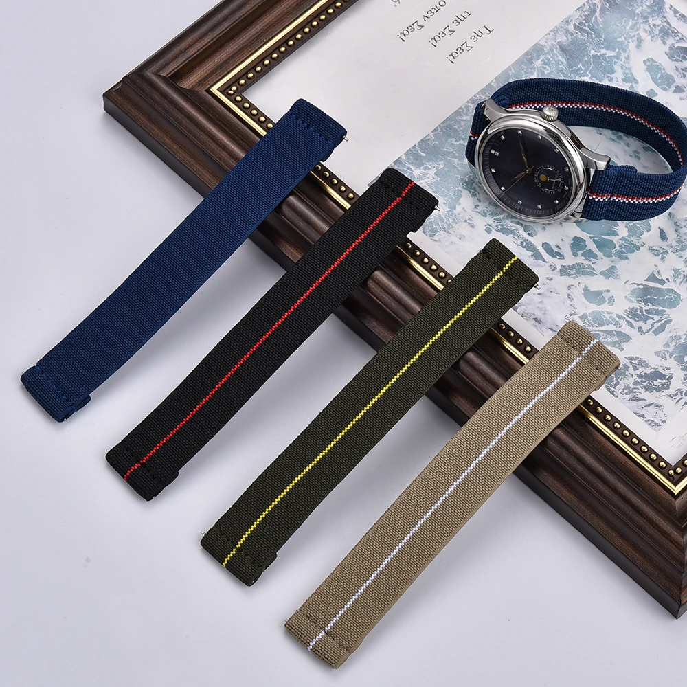 Length13cm Pale Blue Premium Grade Hook And Loop Adhesive Watch Band 18/19/20/21/22mm  Nylon Watch Strap For Watch Replacement
