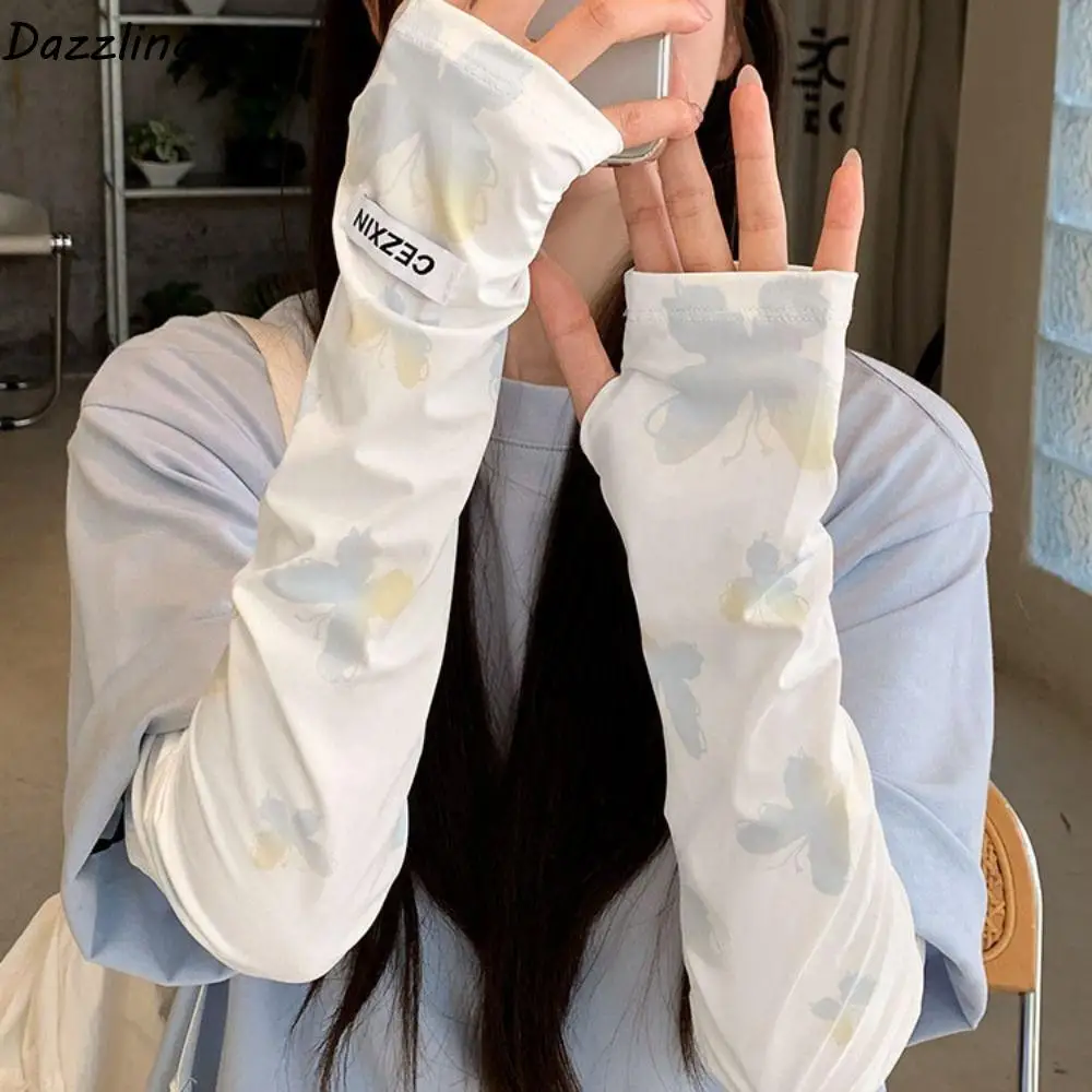 

Cool Butterfly Ice Silk Sleeves Gradient Sun Protection Sunscreen Arm Sleeve Uv Protection Elastic Summer Long Glove Cycling